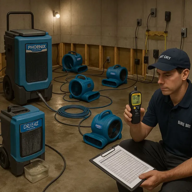 Structural Drying and Dehumidification process in Kings Park West, VA